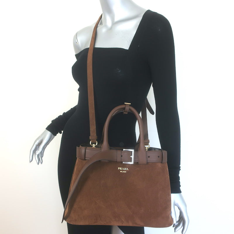 Prada Medium Buckle Belted Top Handle Bag 