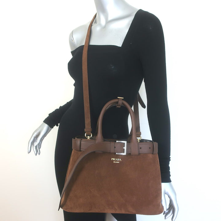 Prada Medium Buckle Belted Top Handle Bag 
