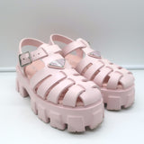 Prada Monolith Rubber Cage Sandals Baby Pink Size 37 Platform Slingback