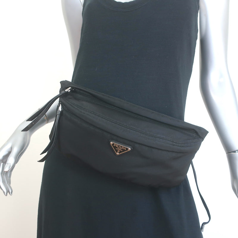 Prada Montagna Belt Bag Black Tessuto Nylon Medium Crossbody