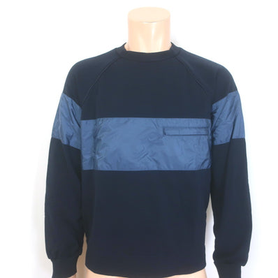 Prada Nylon-Paneled Crewneck Sweatshirt Navy Size Extra Large
