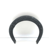Prada Oversized Crystal-Embellished Padded Headband Black Satin