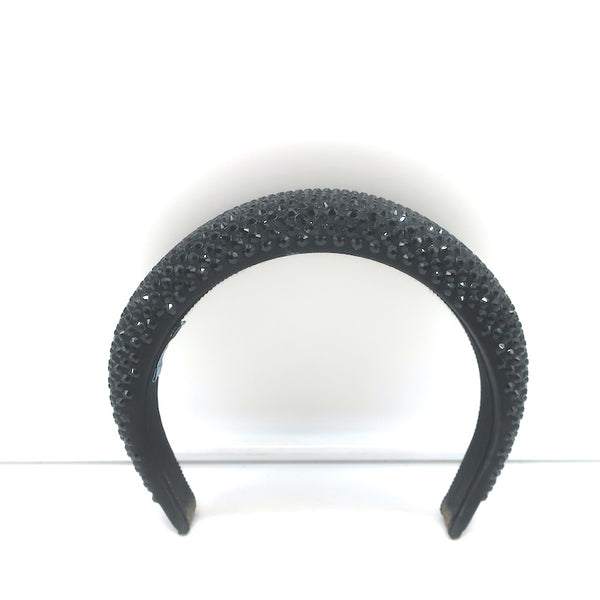 Prada Oversized Crystal-Embellished Padded Headband Black  display picture 3