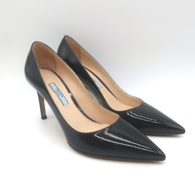 Prada Patent Saffiano Leather Pointed Toe Pumps 