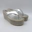 Prada Platform Wedge Thong Sandals Silver Metallic Leather Size 36.5