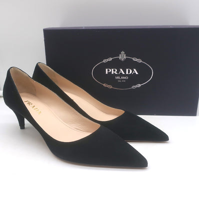 Prada Pointed Toe Kitten Heel Pumps