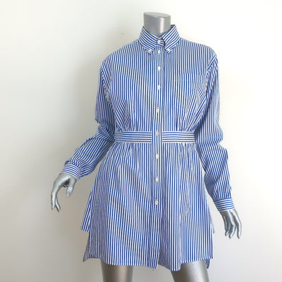 Prada Pop Stripe Shirtdress Blue/White Cotton Size 40 Long Sleeve Mini Dress