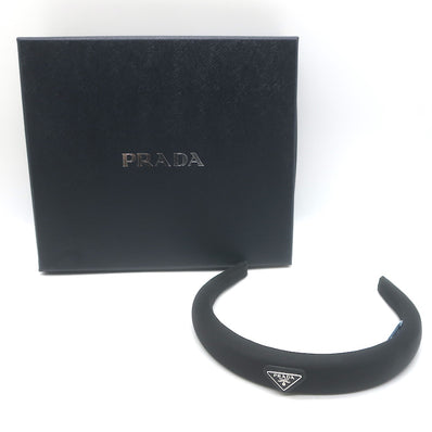 Prada Re-Nylon Mini Logo Headband Black
