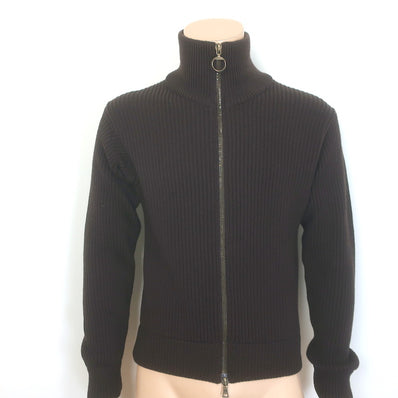 Prada Ribbed Knit Zip-Up Cardigan Sweater 