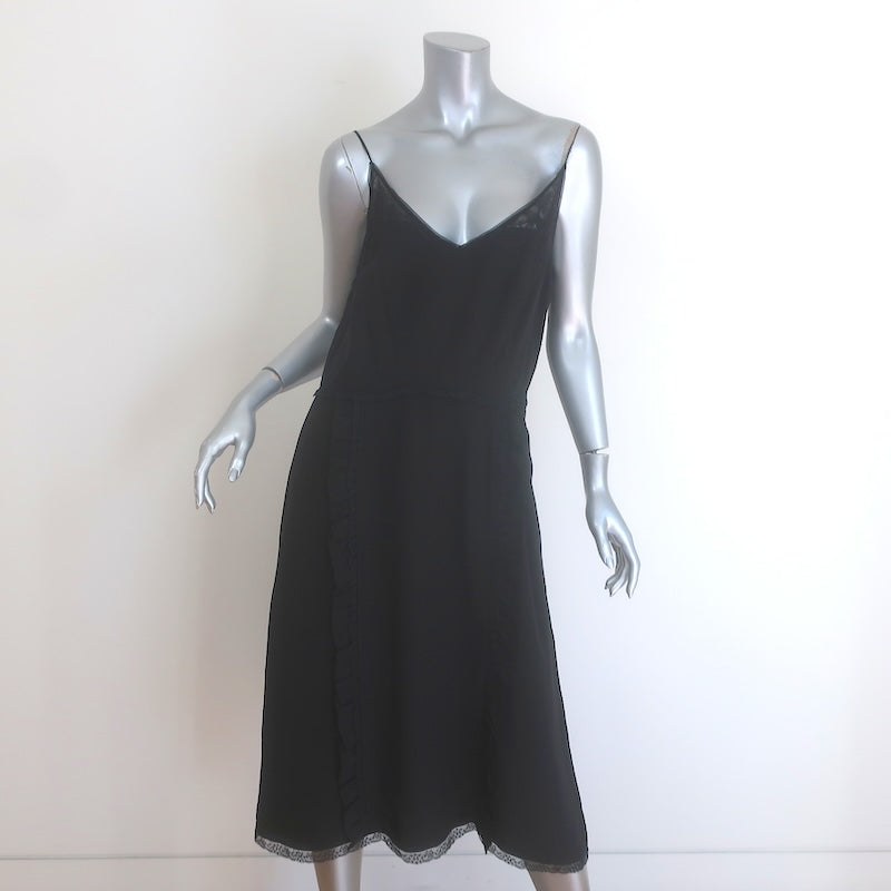 Prada Ruffled Lace-Trim Midi Slip Dress