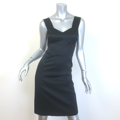 Prada Satin Sleeveless Sheath Dress Black Stretch Silk Size 40