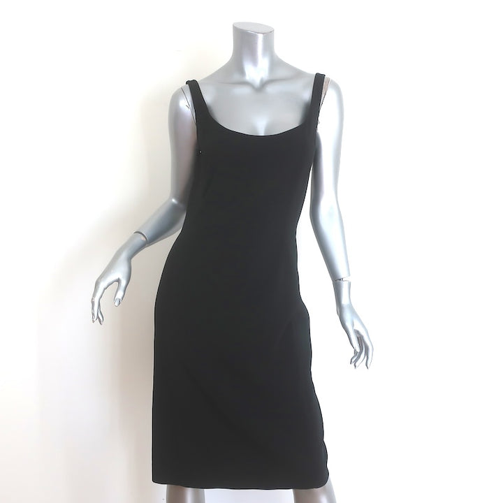 Prada Sleeveless Sheath Dress Black Stretch Crepe Size 44