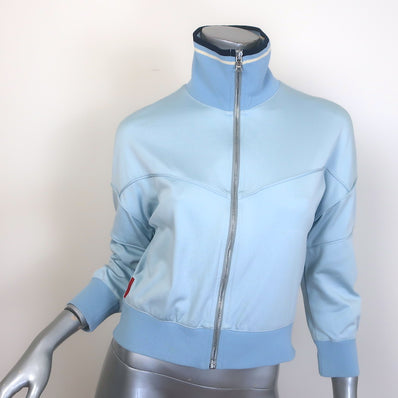 Prada Sport Cropped Track Jacket Light Blue Nylon Size Small