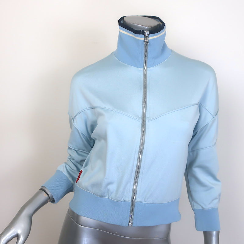 Prada Sport Cropped Track Jacket Light Blue Nylon Size Small