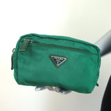 Prada Tessuto Front-Pocket Cosmetic Bag Emerald Green Nylon Small Pouch