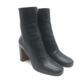 Prada Triangle-Logo Block Heel Ankle Boots Black 