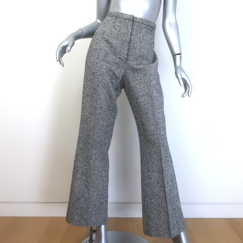 Prada Tweed Flared Trousers Black/White Virgin Wool Size 44