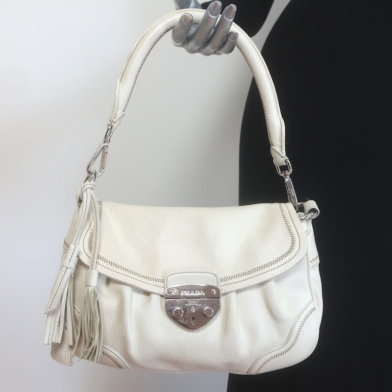 Prada Vitello Daino Pushlock Flap Bag 