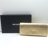 Prada Wallet on Chain Gold Metallic Saffiano Leather 