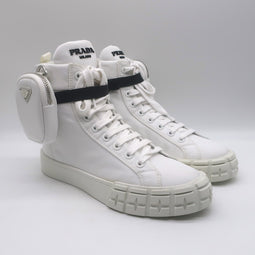 Prada Wheel Pouch Re-Nylon High Top Sneakers 
