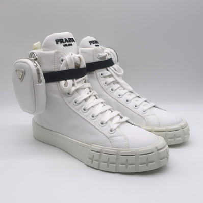 Prada Wheel Pouch Re-Nylon High Top Sneakers 