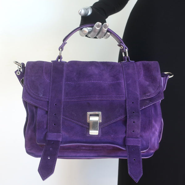 Proenza Schouler Medium PS1 Satchel Purple Suede Crossbody Bag