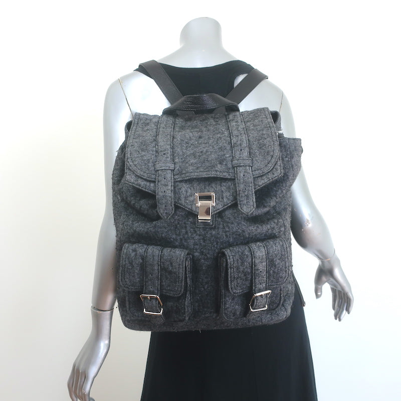 Proenza Schouler PS1 Extra Large Backpack Charcoal Melange Felted Wool