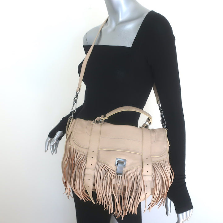 Proenza Schouler PS1 Medium Fringe Satchel Beige