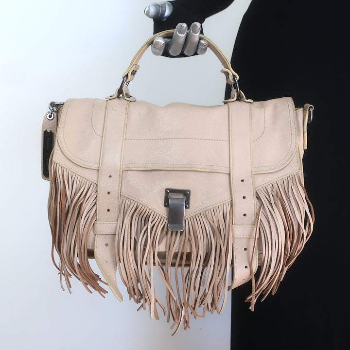 Proenza Schouler PS1 Medium Fringe Satchel Beige1