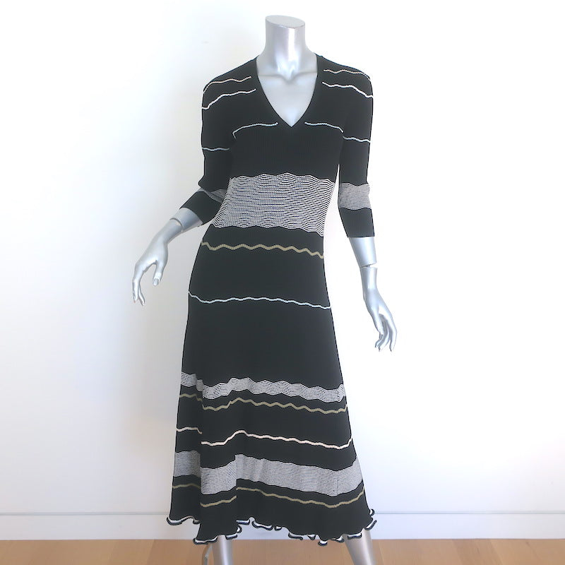 Proenza Schouler Striped Ribbed Knit Midi Dress