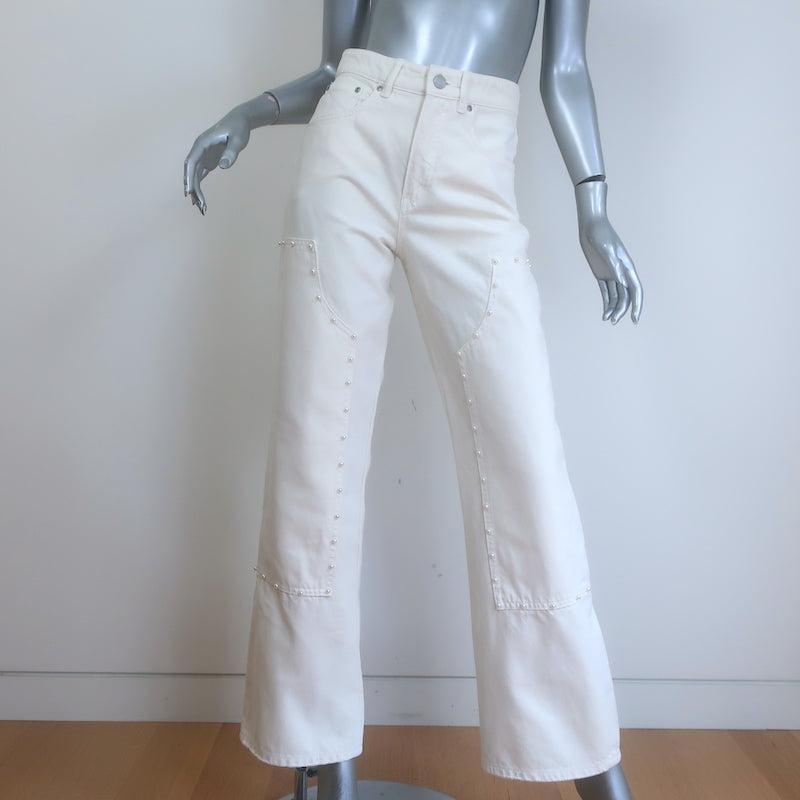 Purple Brand Pearl-Embellished High Rise Carpenter Jeans 