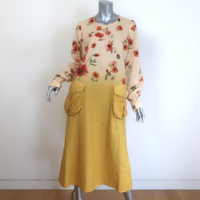 R13 Bellow Pocket Midi Dress Yellow Ombre Poppy