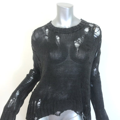 R13 Shredded Side Slit Sweater 
