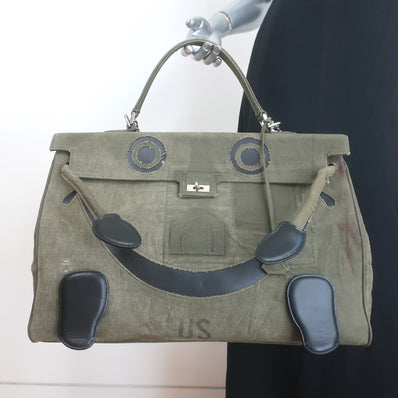 READYMADE Extra Large Doll Bag Army Green Recycled Canvas