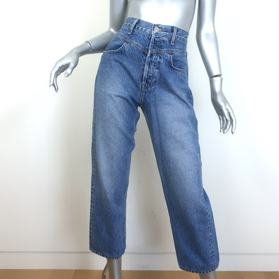 RE/DONE V-Seam Cropped Jeans Medium Blue Denim Size 27