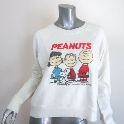 RE/DONE x Peanuts Classic Raglan Sweatshirt Off-White Cotton Size Small
