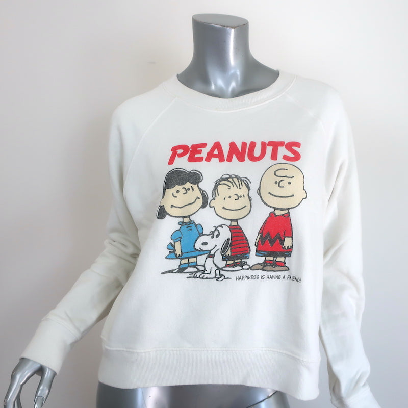 RE/DONE x Peanuts Classic Raglan Sweatshirt Off-White Cotton Size Small