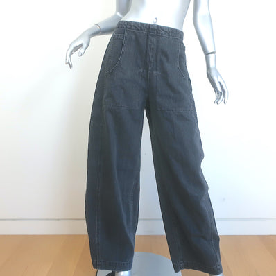 Rachel Comey Tany Pants Black Washed Denim Size 6 High Waist Barrel Jeans NEW
