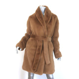 Rag & Bone Bijou Belted Faux Fur Coat Camel Size Small