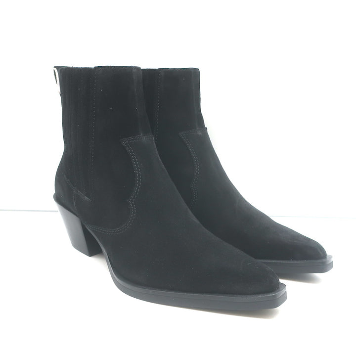 Rag &amp; Bone Dart Western ankle boots, black suede, size 36 — pre-owned (like-new, new without tags)