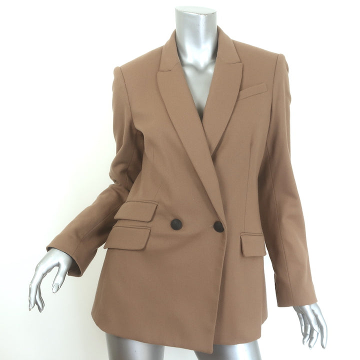 Rag &amp; Bone double-breasted blazer in camel wool-blend, pre-owned and gently worn, luxury tailored women&