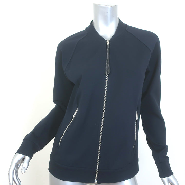 Rag &amp; Bone/JEAN Zip-Up Raglan Jacket Dark Navy Scuba Jersey Size Small