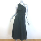 Rails Selani One-Shoulder Midi Dress Black Smocked Cotton 