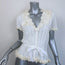 Ralph Lauren Black Label Crochet Flower-Embellished Knit Top Cream Size Medium