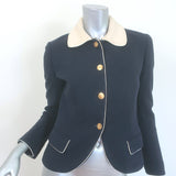 Ralph Lauren Blue Label Contrast-Collar Jacket Navy/Cream Wool Size 8