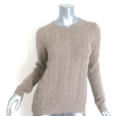 Ralph Lauren Collection Cable Knit Cashmere Sweater Taupe Size Medium