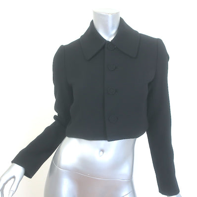 Ralph Lauren Collection Cropped Jacket Black Stretch Wool Size 6