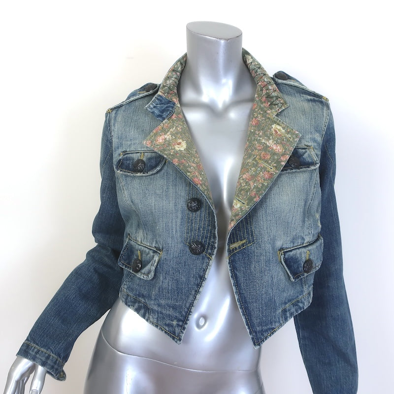 Ralph Lauren Polo Jeans Newby Cropped Denim Military Jacket 