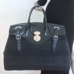 Ralph Lauren Ricky 50 Weekender Bag Black Raffia 