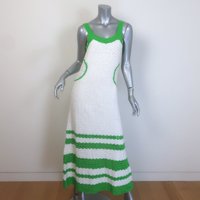 Ramy Brook Lindsay Crochet Knit Maxi Dress White/Green 